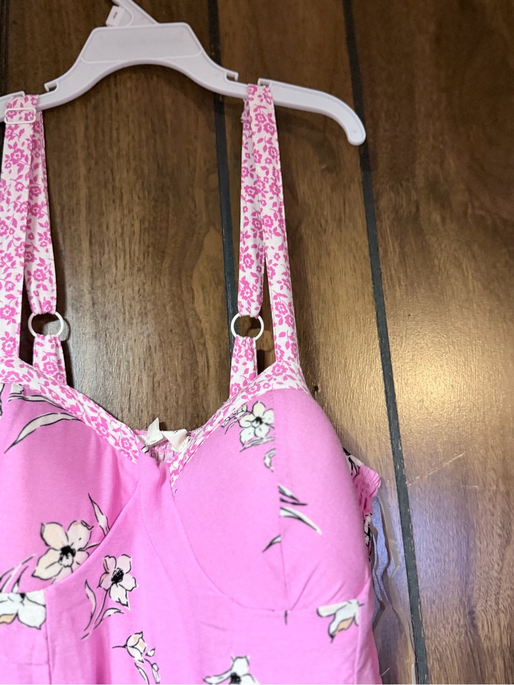 Pink Floral Maxi Dress with Spaghetti Straps - Picture 7 of 11